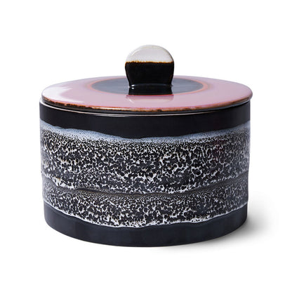 HKliving 70s ceramics koekjespot Disco in zwart en roze