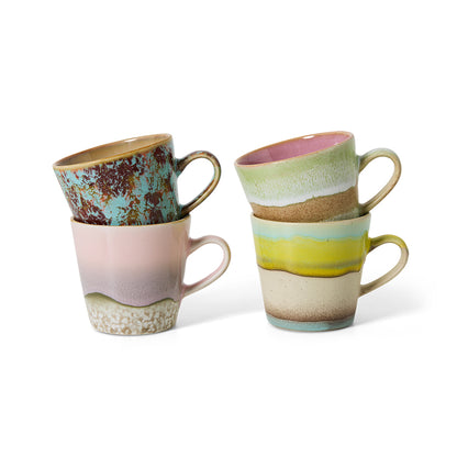 HKLIVING 70s Ceramics americanomokken Rococo – set van 4 – productfoto
