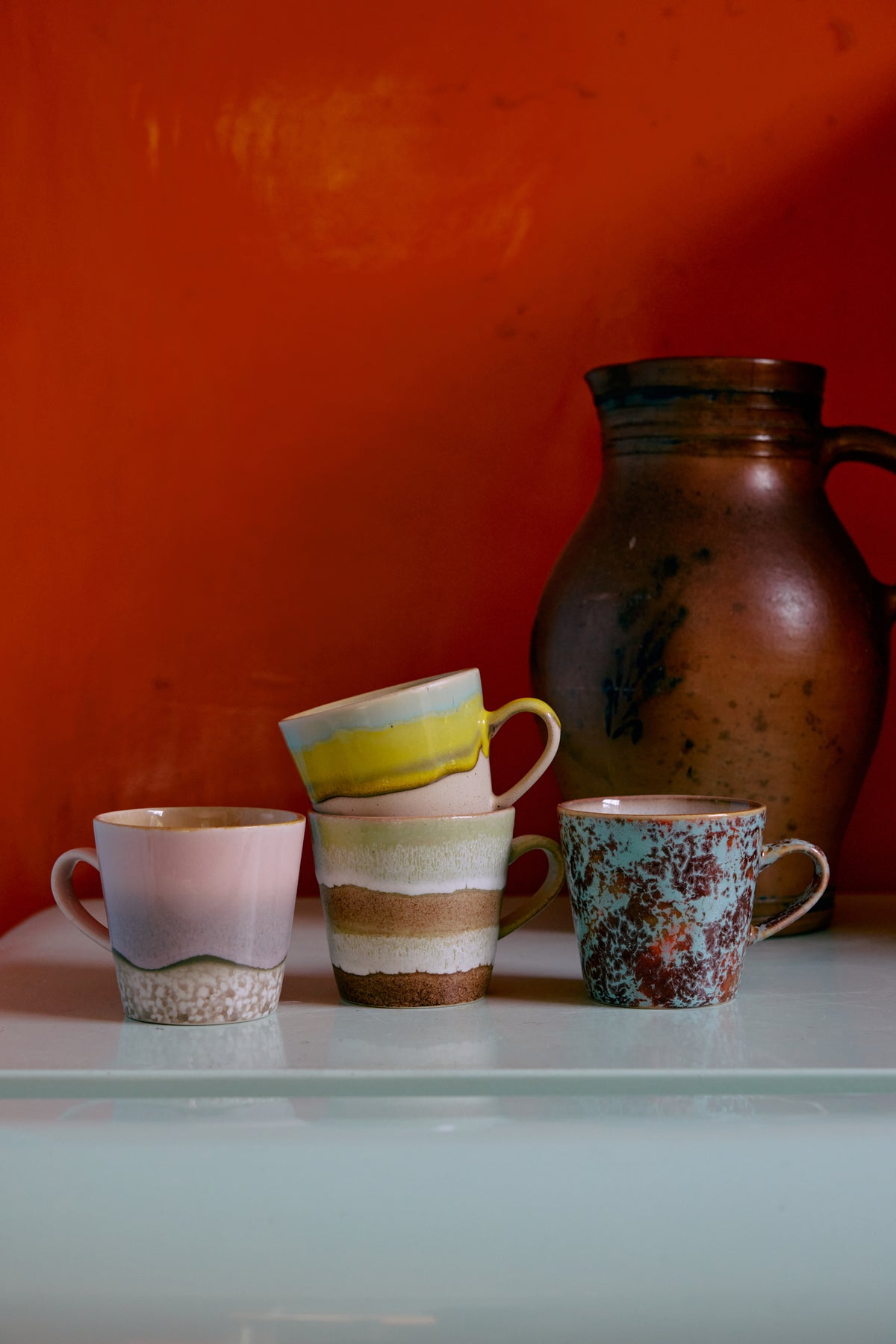 HKLIVING 70s Ceramics americanomokken Rococo – set van 4 – sfeerfoto