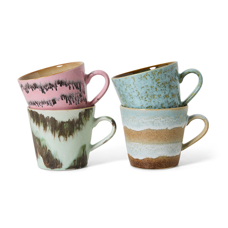 HKLIVING 70s Ceramics cappuccinomokken Dada – set van 4 – productfoto