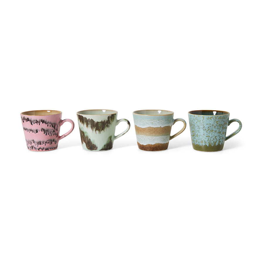 HKLIVING 70s Ceramics cappuccinomokken Dada – set van 4 – detailfoto