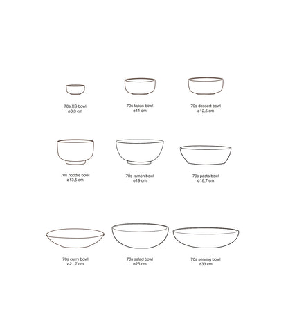 HKLIVING 70s Ceramics dessertschaaltjes Impression – set van 4 – maatoverzicht van de collectie