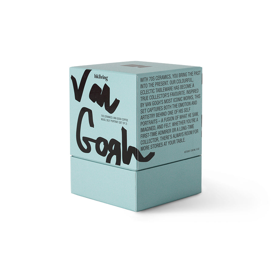 HKLIVING 70s Ceramics Van Gogh koffiemokken Self Portrait – set van 2 – detailfoto