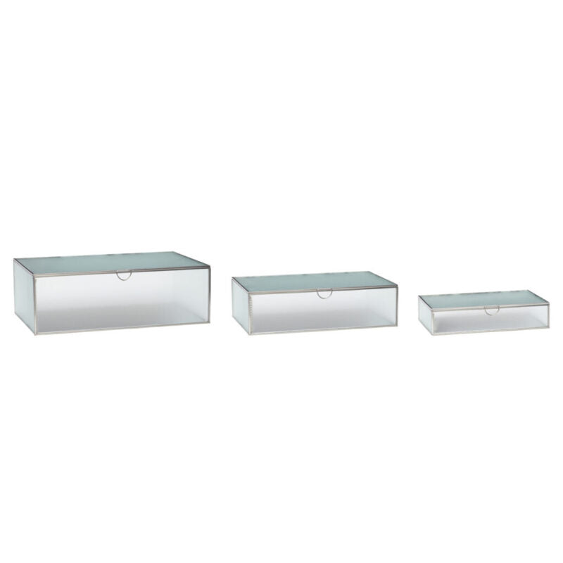 Hübsch Ripple glazen boxen nickel set van 3