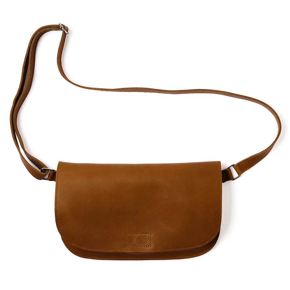 Keecie Lazy Boy leren crossbody tas in Cognac used look