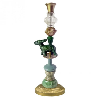 Miho Mythologie kandelaar met groen dier en goudkleurige voet