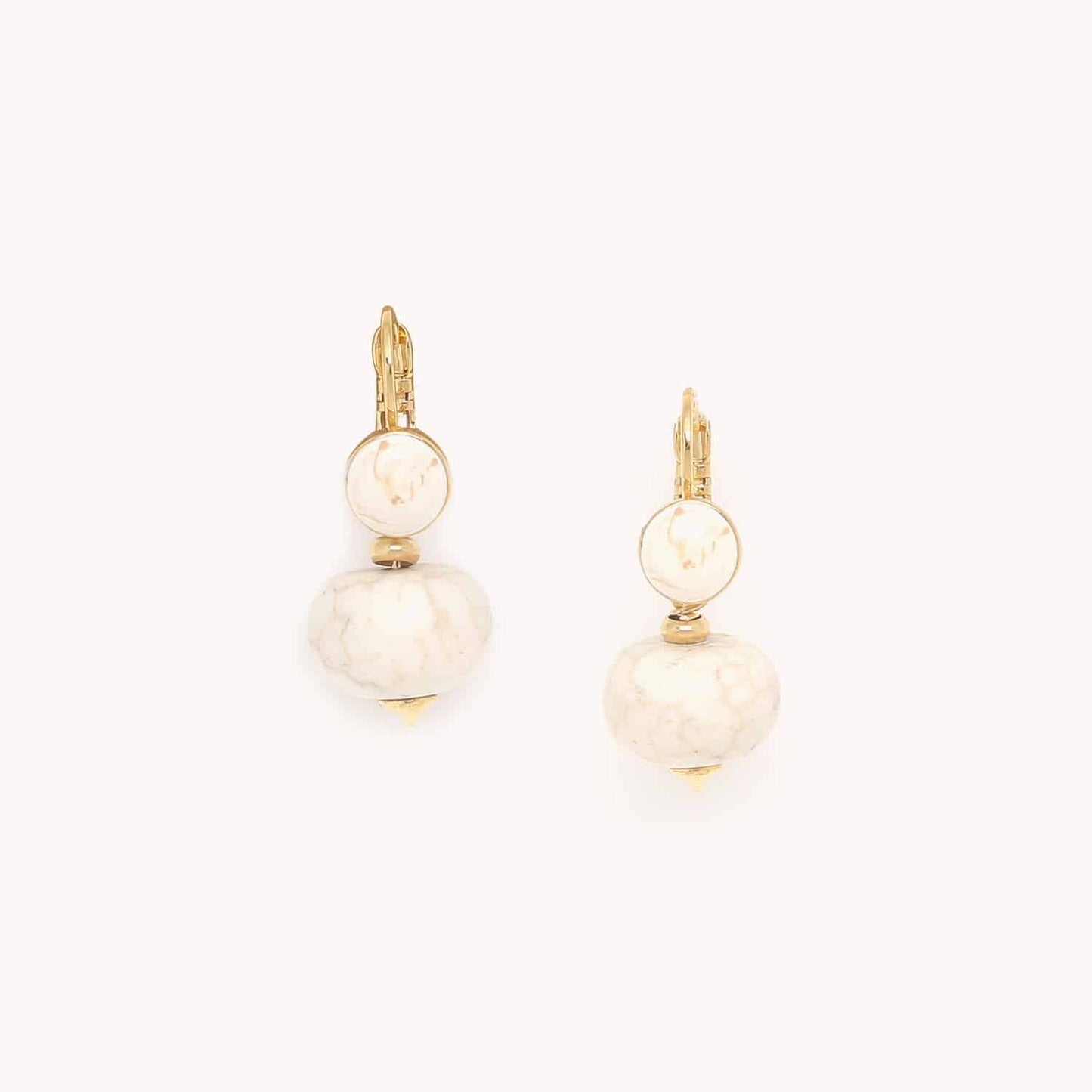 Nature Bijoux Pebbles oorbellen met witte howliet