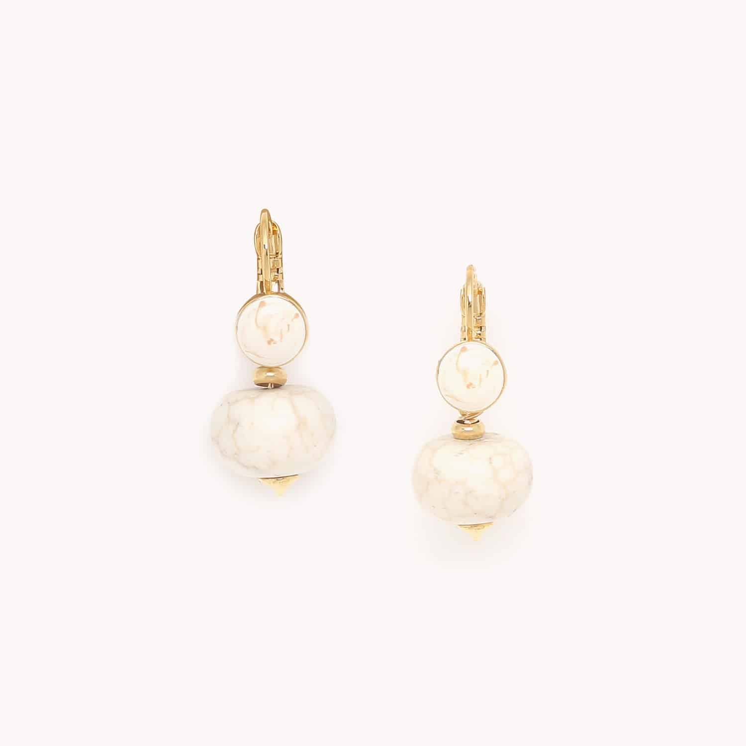 Nature Bijoux Pebbles oorbellen met witte howliet