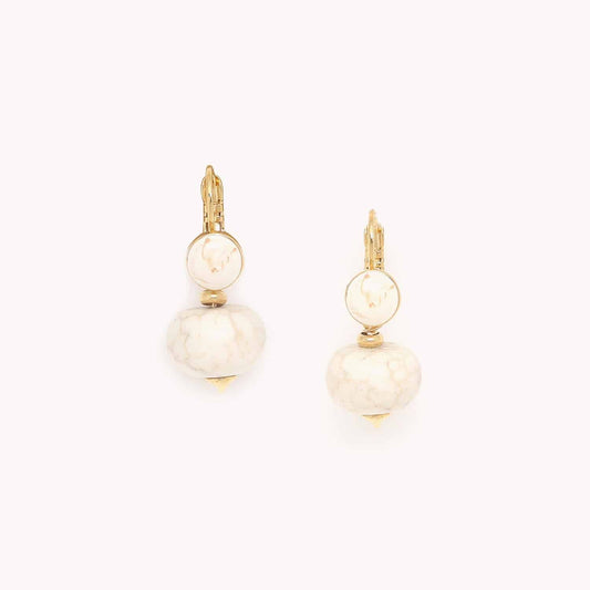 Nature Bijoux Pebbles oorbellen met witte howliet