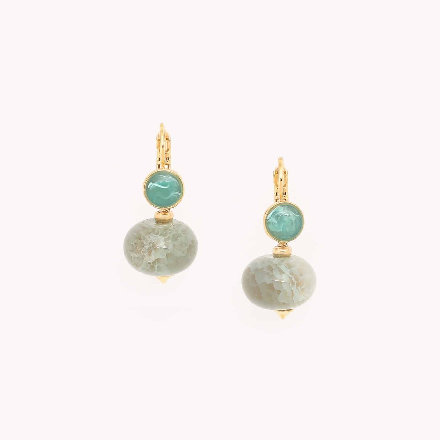Nature Bijoux Pebbles oorbellen met blauwe agaat