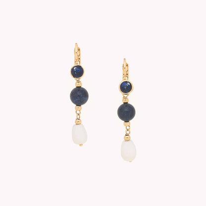 Nature Bijoux Drizzling oorbellen met dumortieriet en calciet detail
