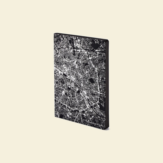 nuuna Nightflight Paris Silver notitieboek L Light, zwart, zilver
