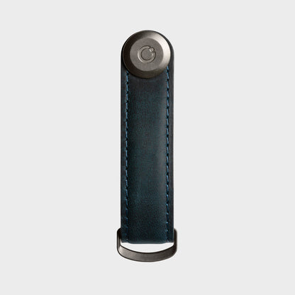 Orbitkey Key Organiser Crazy Horse Marine Blue met blauw stiksel