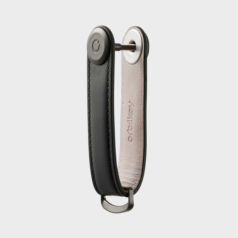 Orbitkey Key Organiser Leather Black met zwart stiksel