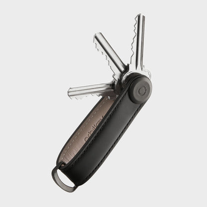 Orbitkey Key Organiser Leather Black met zwart stiksel