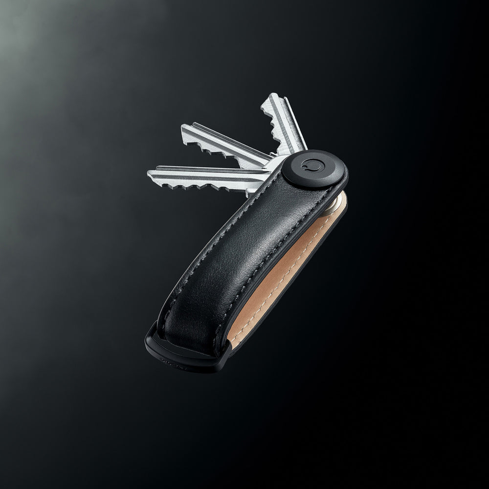 Orbitkey Key Organiser Leather Black met zwart stiksel