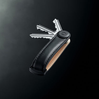 Orbitkey Key Organiser Leather Black met zwart stiksel