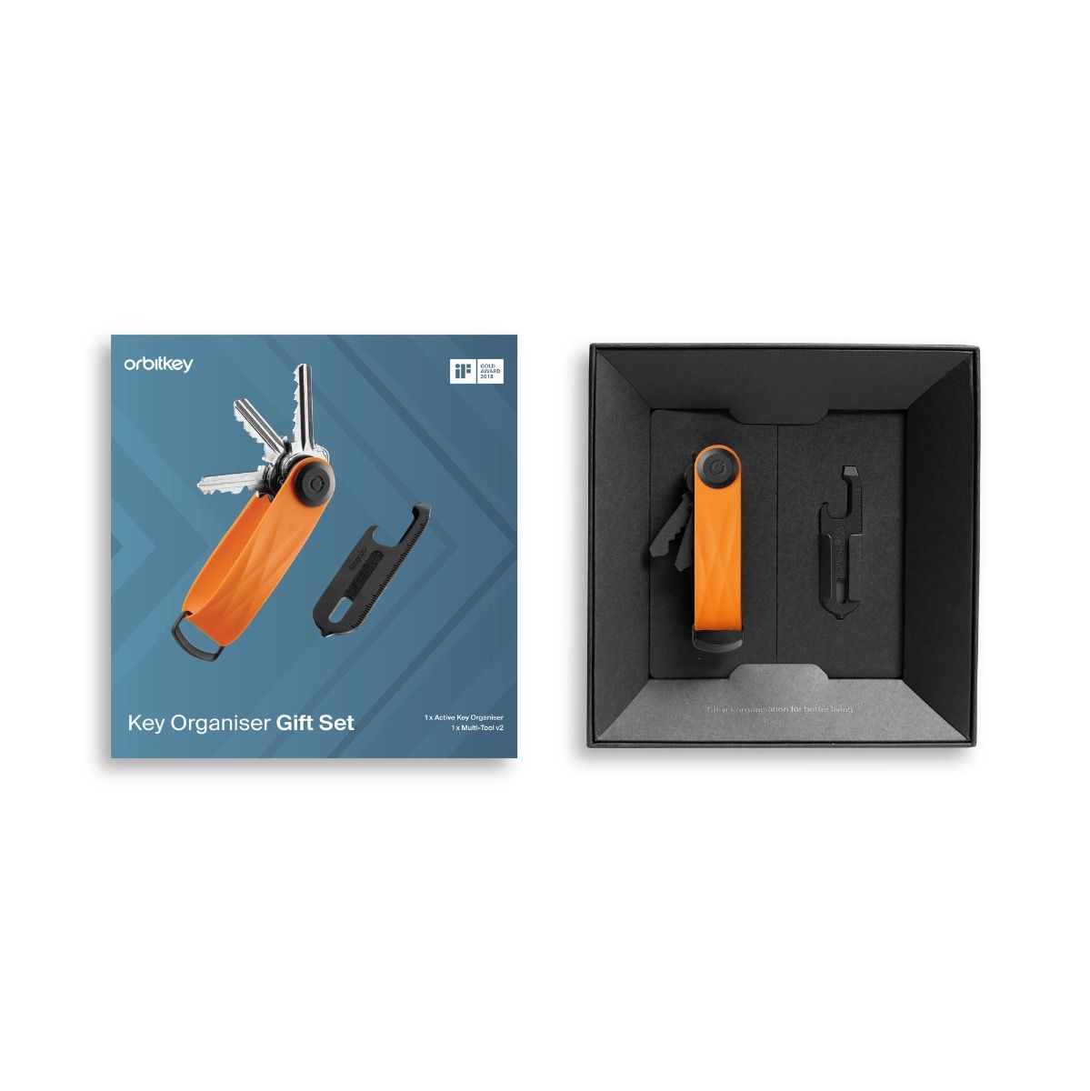 Orbitkey Key Organiser Active Tangerine + Multi-tool V2 Set