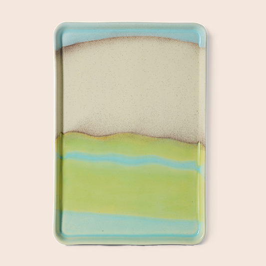 HKLiving 70s Ceramics grote schaal Glint tegen een zachte pastelachtergrond (perzik)
