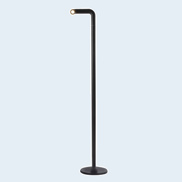 PIPE - Vloerlamp op batterijen, zwart tegen een zachte pastelachtergrond (lichtblauw)