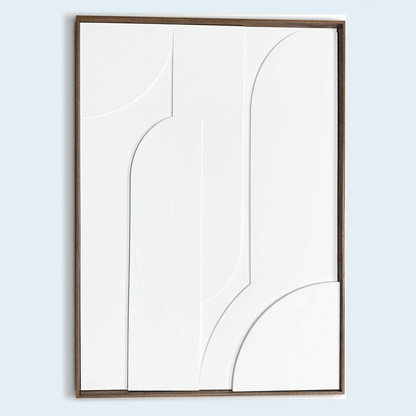 Schilderij 3D Art Layered Geometrics tegen een zachte pastelachtergrond (lichtblauw)