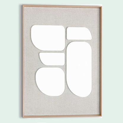 Schilderij 3D Art Organic Blocks 70x50 tegen een zachte pastelachtergrond (mint)