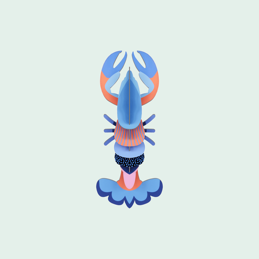 Studio ROOF Mini Lobster tegen een zachte pastelachtergrond (mint)