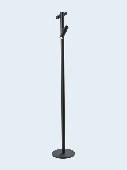 Tubo vloerlamp/acculamp zwart - 120cm - voor binnen/buiten / indoor/ outdoor - snoerloos - 2 lampen tegen een zachte pastelachtergrond (lichtblauw)