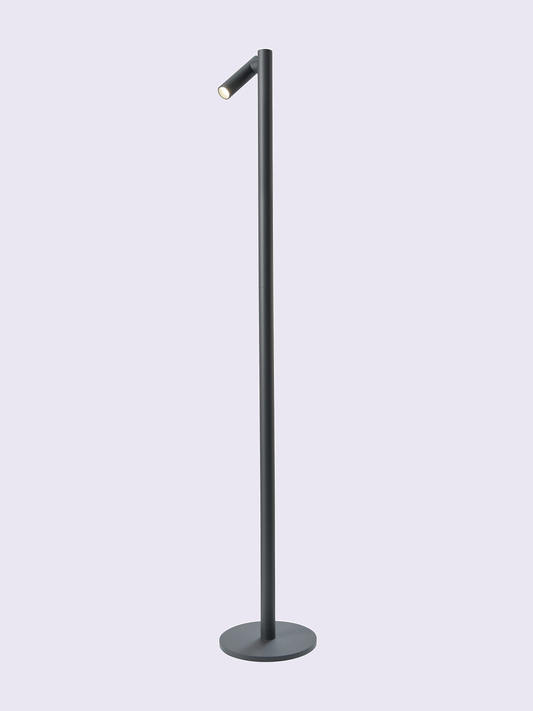 Tubo vloerlamp/acculamp- 120cm - voor binnen/buiten / indoor/ outdoor - snoerloos - antraciet tegen een zachte pastelachtergrond (lila)