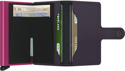 Secrid Miniwallet Matte Dark Purple Fuchsia geopend