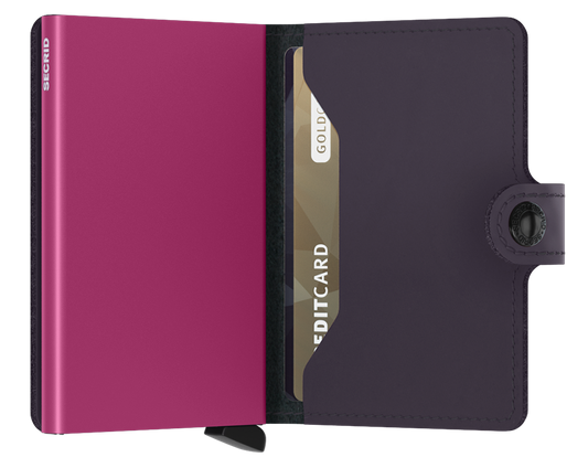 Secrid Miniwallet Matte Dark Purple Fuchsia indeling
