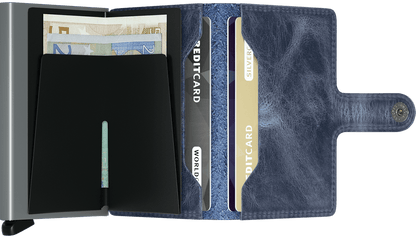 Secrid Miniwallet Vintage Blue geopend