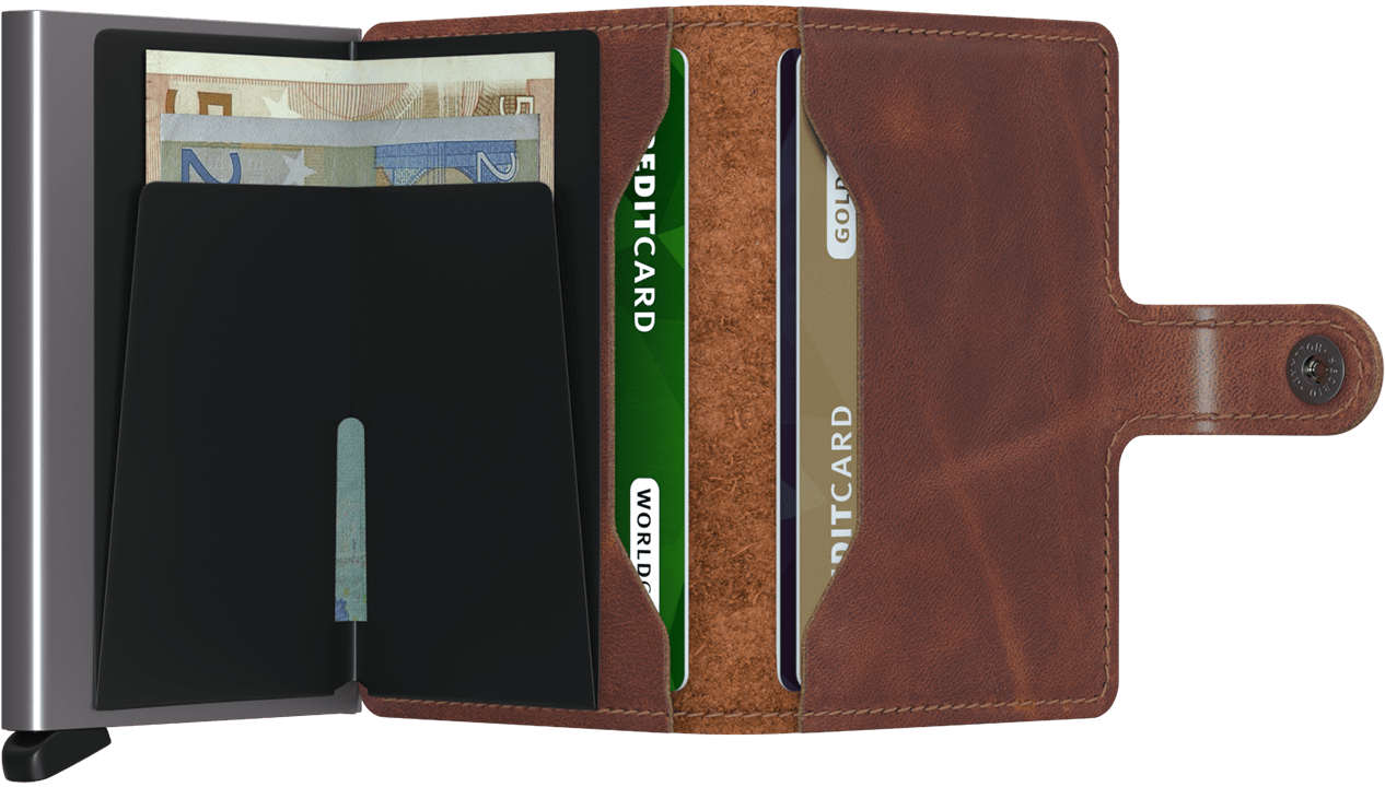 Secrid Miniwallet Vintage Brown geopend