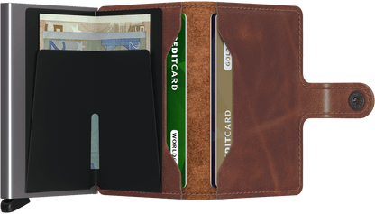 Secrid Miniwallet Vintage Brown geopend