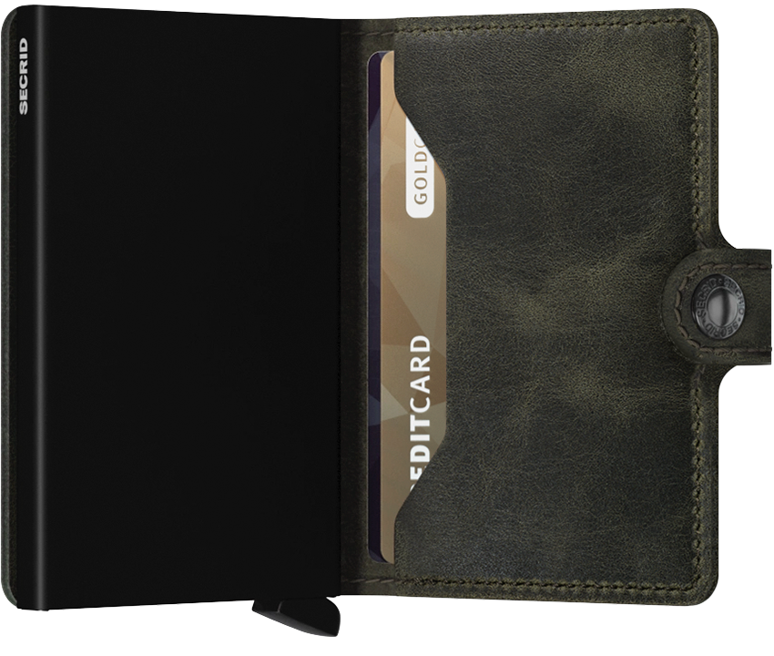 Secrid Miniwallet Vintage Olive Black indeling