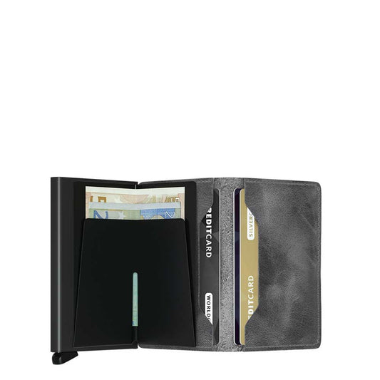 Secrid Slimwallet Vintage Grey Black geopend