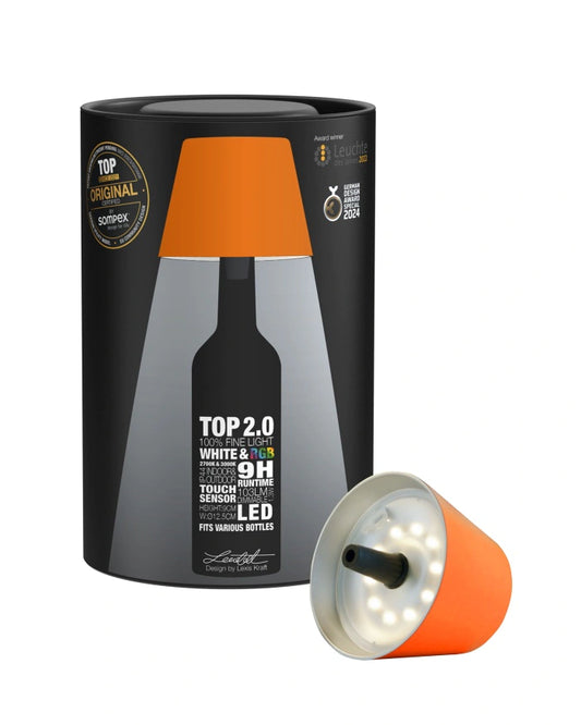 Sompex TOP 2.0 oplaadbare flessenlamp – Oranje - detailfoto