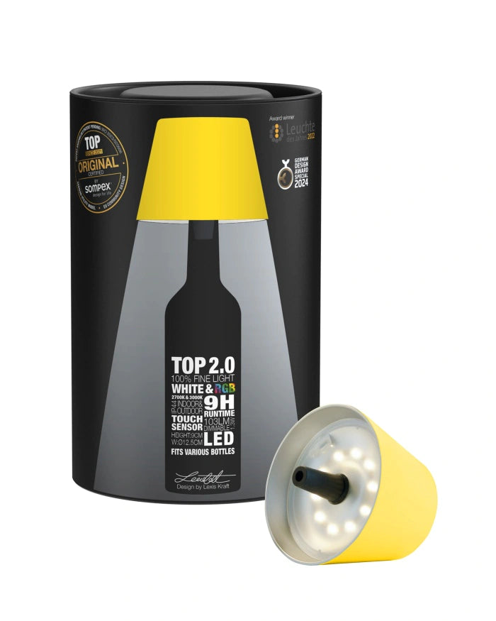 Sompex TOP 2.0 oplaadbare flessenlamp – Geel - detailfoto