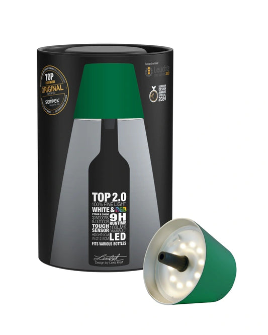 Sompex TOP 2.0 oplaadbare flessenlamp – Groen - detailfoto