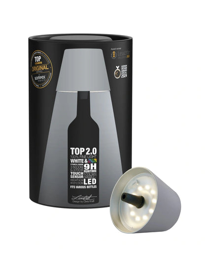 Sompex TOP 2.0 oplaadbare flessenlamp – Grijs - detailfoto