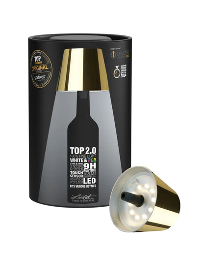 Sompex TOP 2.0 oplaadbare flessenlamp – Goud - detailfoto