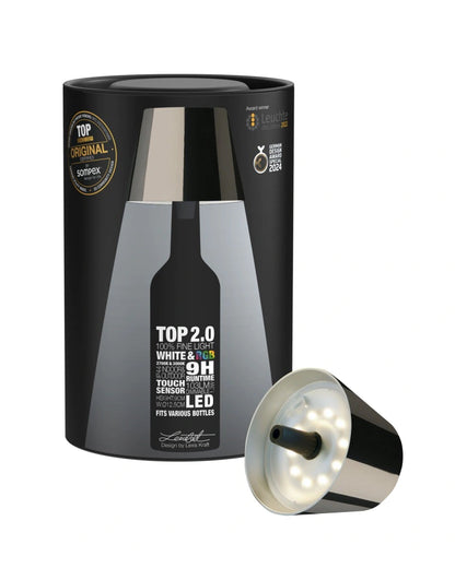 Sompex TOP 2.0 oplaadbare flessenlamp – Space grey - detailfoto