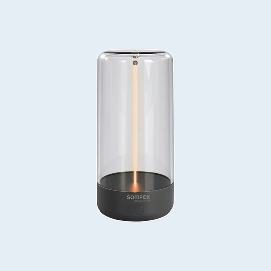 Sompex Pulse oplaadbare tafellamp antraciet met transparante kap en warm ledlicht