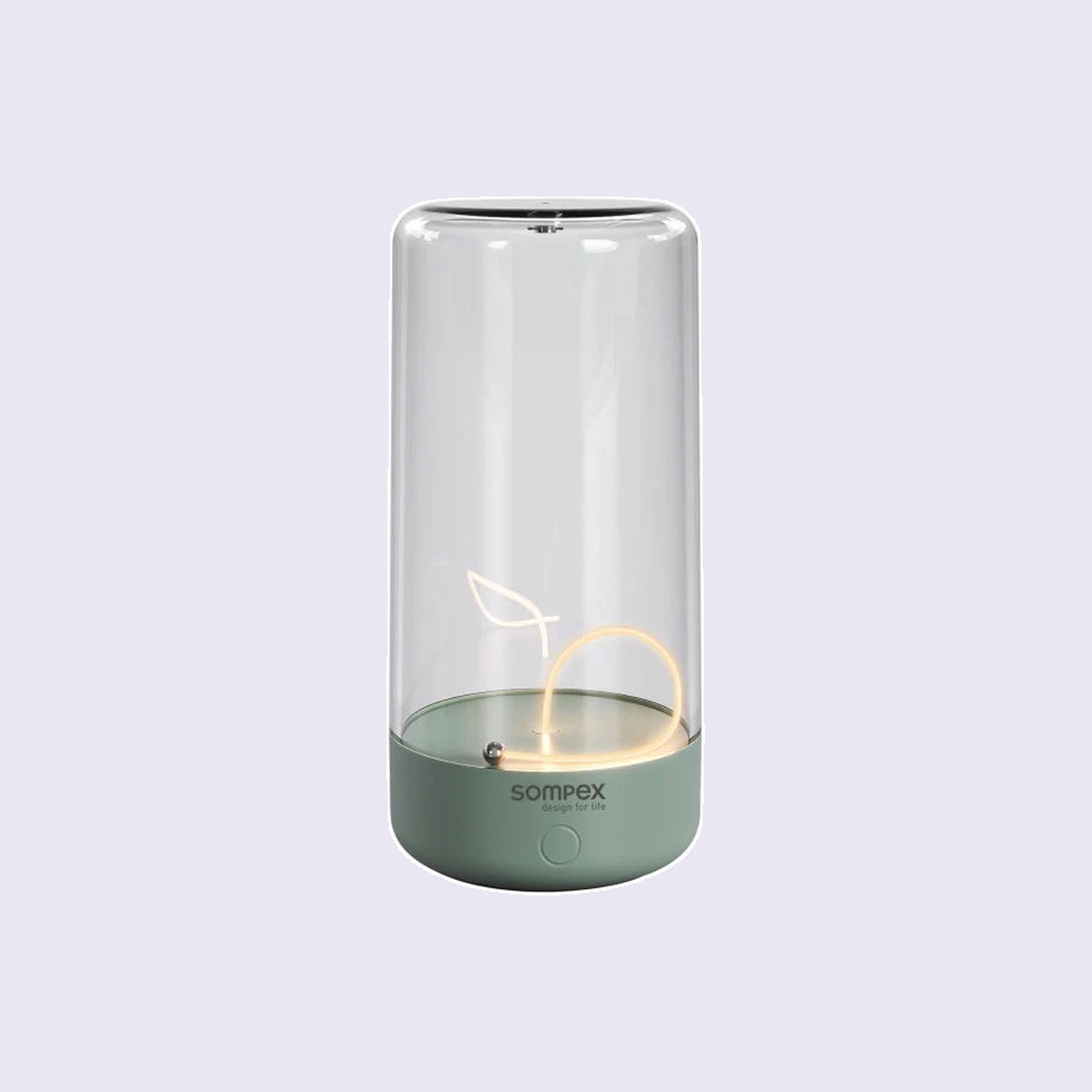 Sompex Pulse oplaadbare tafellamp olijfgroen met transparante kap en warm ledlicht