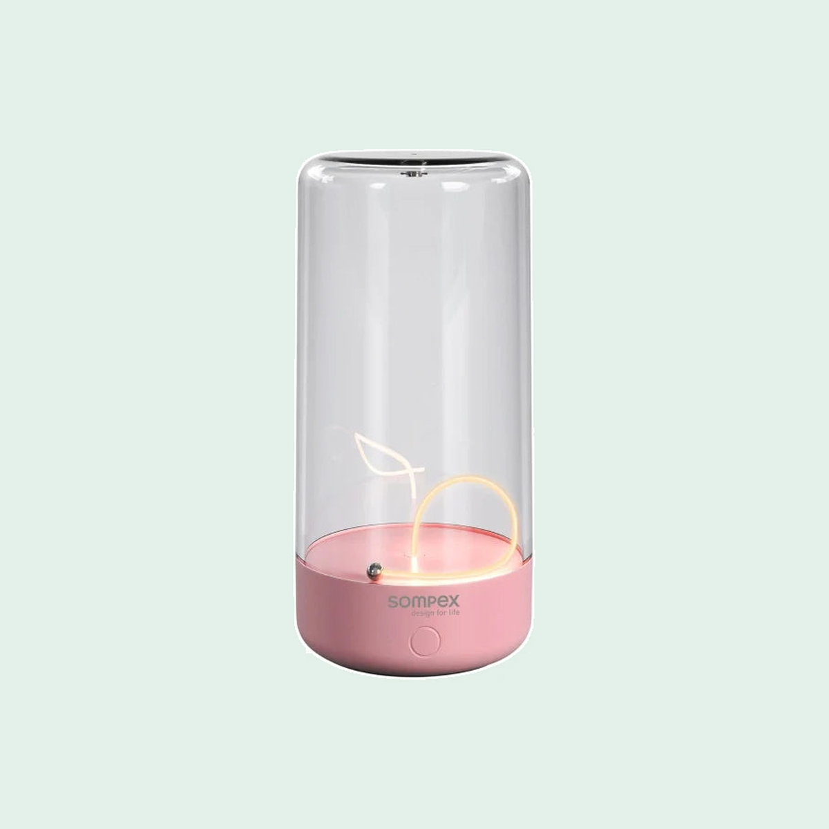 Sompex Pulse oplaadbare tafellamp roze met transparante kap en warm ledlicht