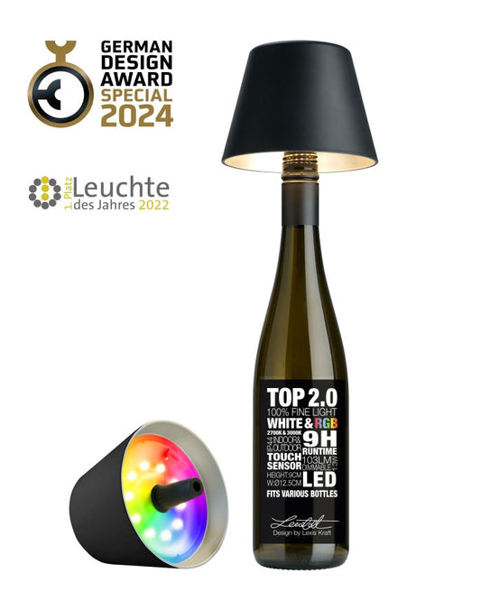 Sompex TOP 2.0 oplaadbare flessenlamp – Zwart