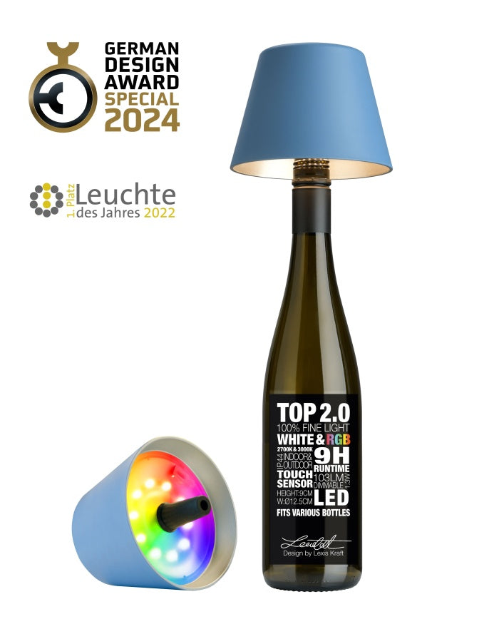 Sompex TOP 2.0 oplaadbare flessenlamp – Blauw