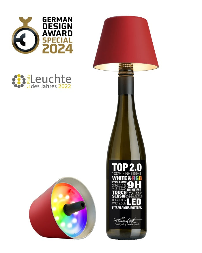 Sompex TOP 2.0 oplaadbare flessenlamp – Rood