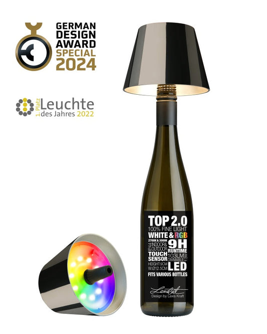 Sompex TOP 2.0 oplaadbare flessenlamp – Space grey