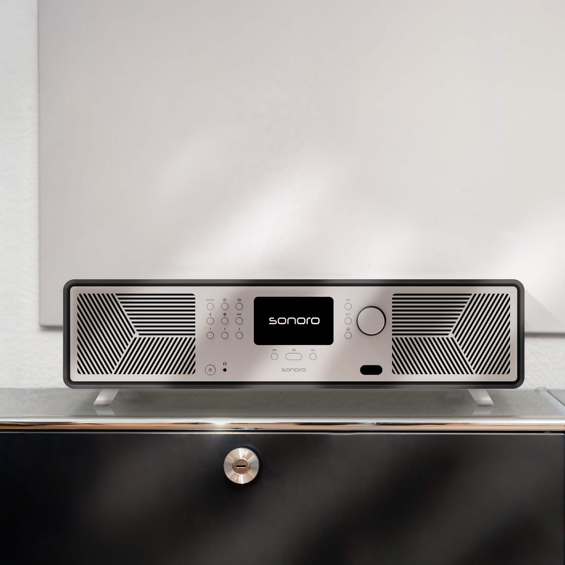 Sonoro AVATON grafiet detail en bediening